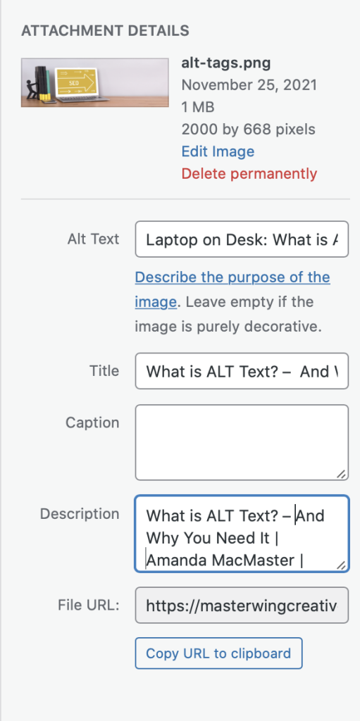 What is ALT Text? –  And Why You Need It | Amanda MacMaster | MasterWing Creative